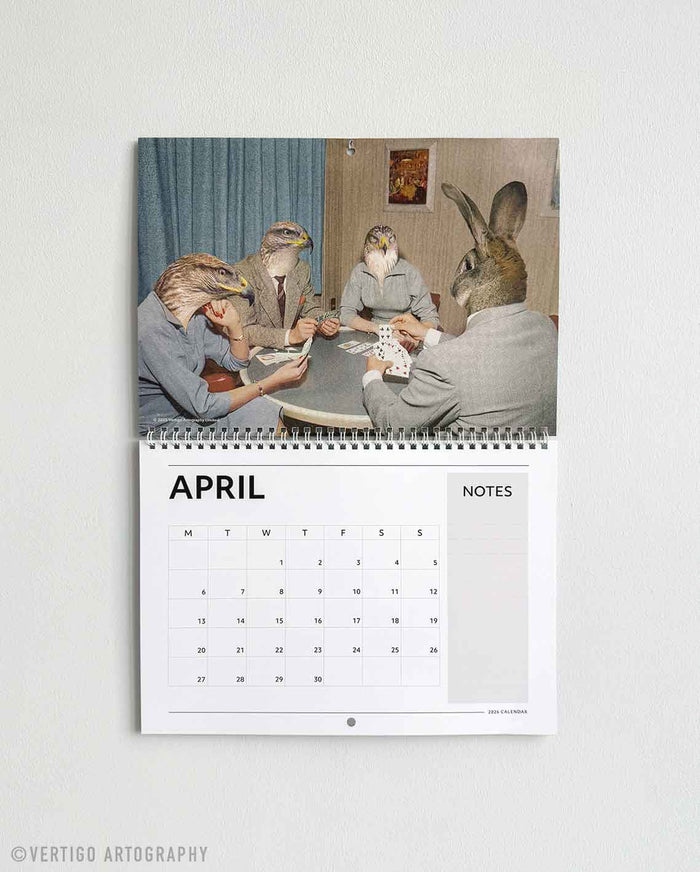 Creative 2026 collage calendar with seasonal artwork, rich textures, and dreamlike visuals designed for art lovers and decor fans.