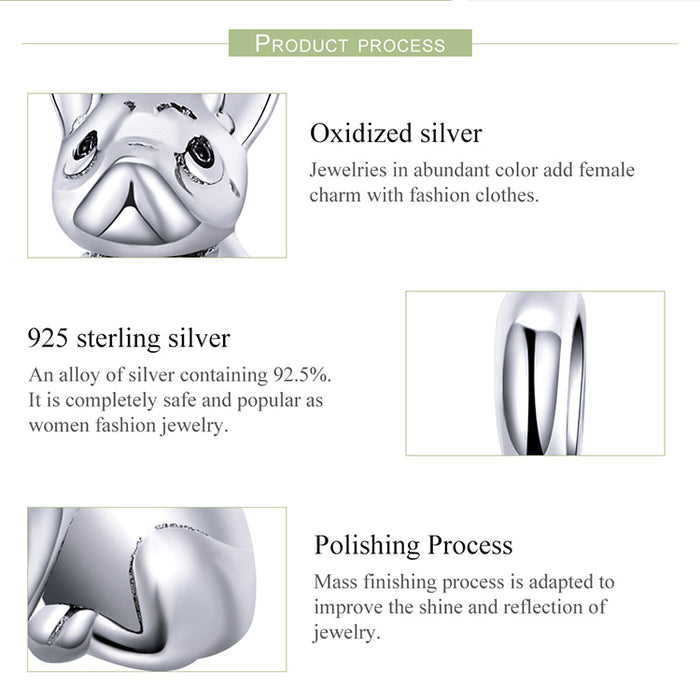 925 Sterling Silver French Bulldog Charm-charm-Ploocy-Ploocy