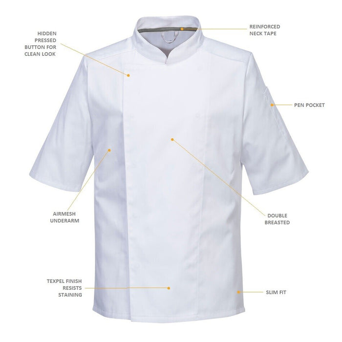 Airback Pro Chefs Jacket **Short Sleeves** White