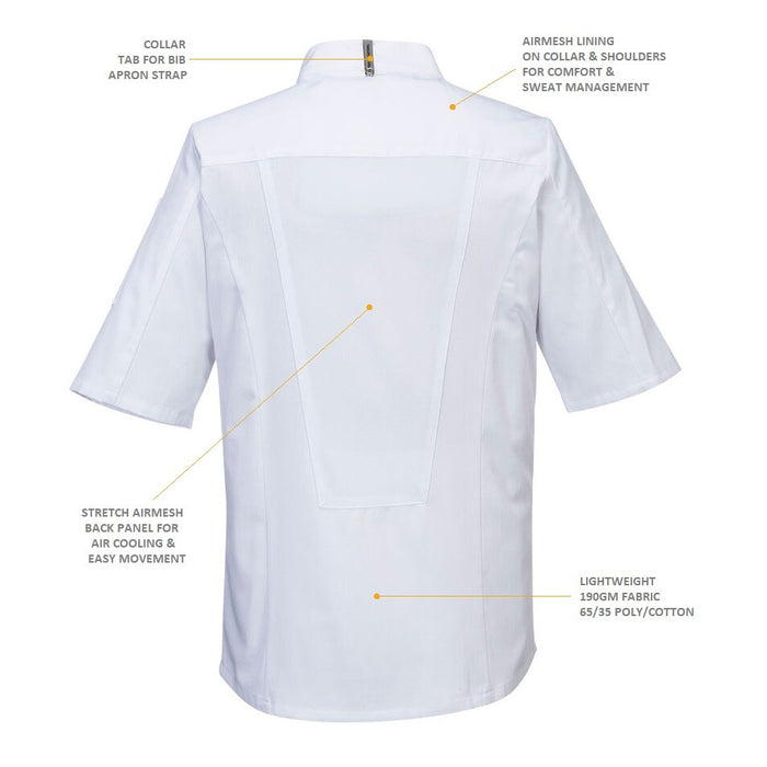Airback Pro Chefs Jacket **Short Sleeves** White