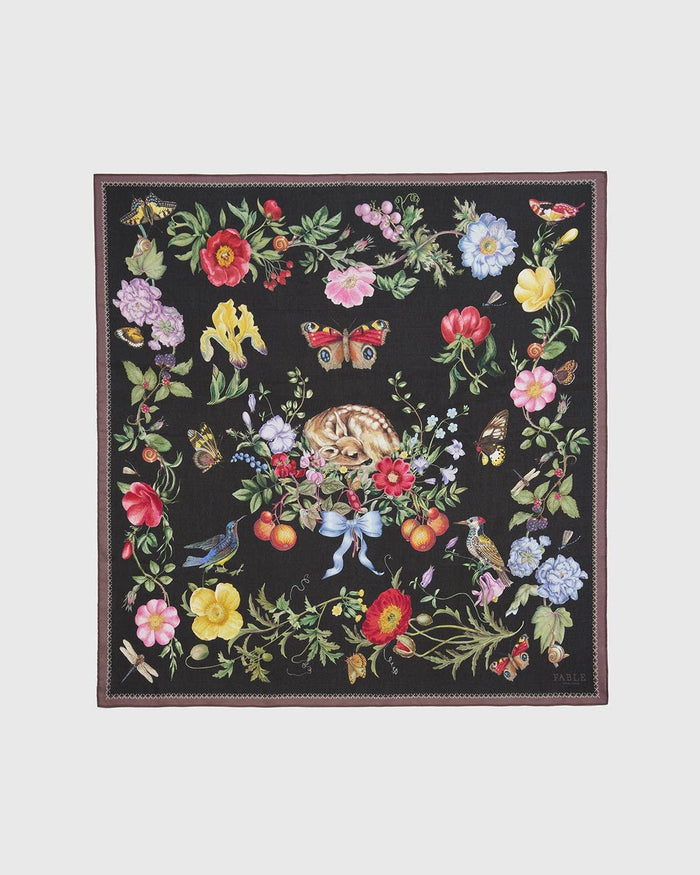 Alice Garden Black Narrative Square Scarf