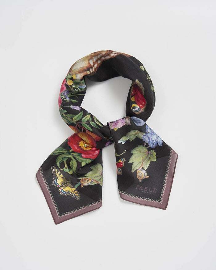 Alice Garden Black Narrative Square Scarf