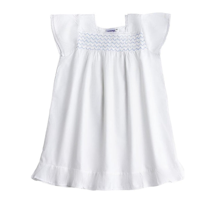 Amelia White Cotton Dress, Smocked