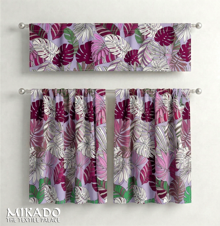 Aralia Blackout Kitchen Curtain | Monstera (Buy 1 Get 1 Free)