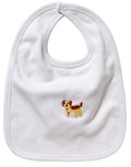 Baby Bib - White Combed Cotton, Embroidered
