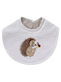 Baby Bib - White Waffle Weave, Gingham Lining, Embroidered
