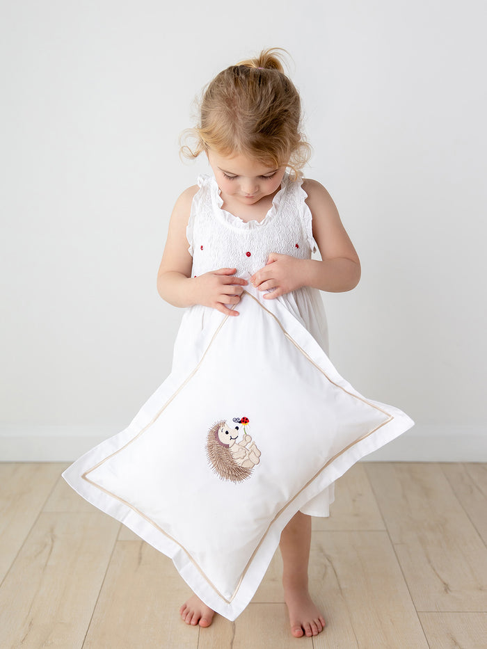 Baby Boudoir Pillow Cover, Hedgehog & Ladybug (Beige)