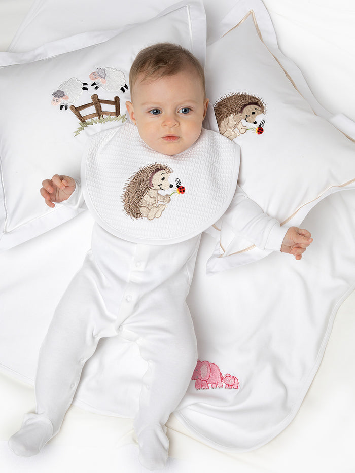 Baby Boudoir Pillow Cover, Hedgehog & Ladybug (Beige)