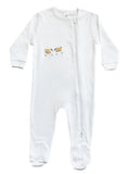 Baby Footie, Combed Cotton, Embroidered cream Sheep