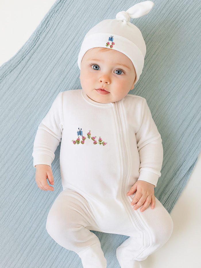 Baby Footie, Combed Cotton, Embroidered
