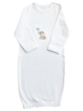 Baby Gown, Combed Cotton, Embroidered Splash Elephant
