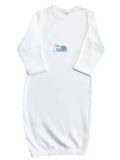 Baby Gown, Combed Cotton, Embroidered Willy Whale