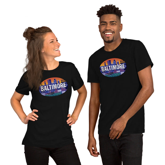 Baltimore Skyline Oval, Short-Sleeve Unisex T-Shirt