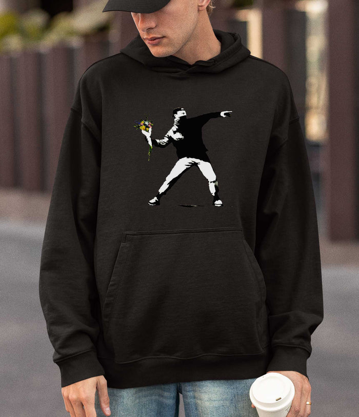 Banksy Hoodie - Flower Thrower Banksy-Apparel