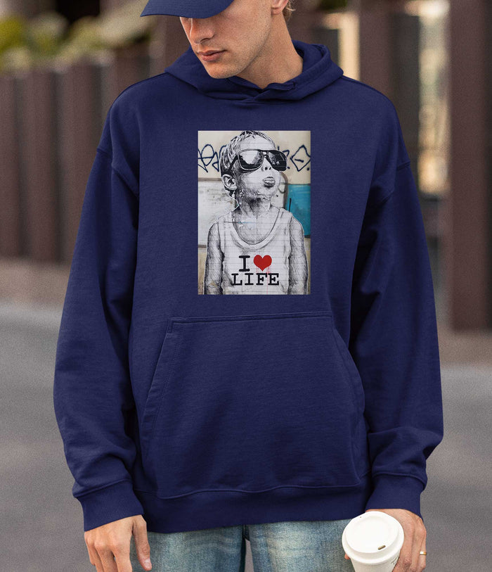 Banksy Hoodie - I Love Life Banksy-Apparel