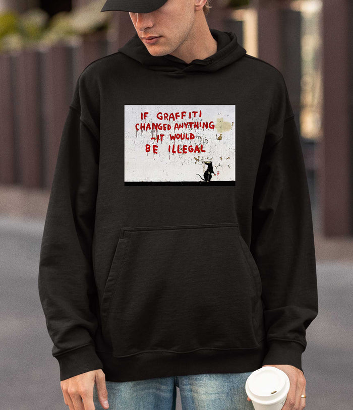 Banksy Hoodie - If Graffiti Changed Anything Banksy-Apparel
