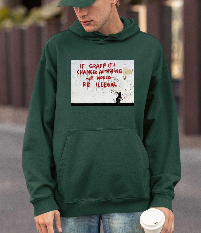 Banksy Hoodie - If Graffiti Changed Anything Banksy-Apparel