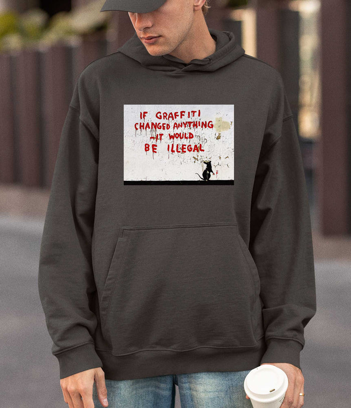 Banksy Hoodie - If Graffiti Changed Anything Banksy-Apparel