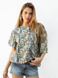 Bayou Camo Print Oversized One Shoulder T Shirt