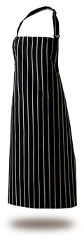 Bib Apron 28" X 36" Cotton Black & White Butchers Stripe Self Adjustable Neck Band