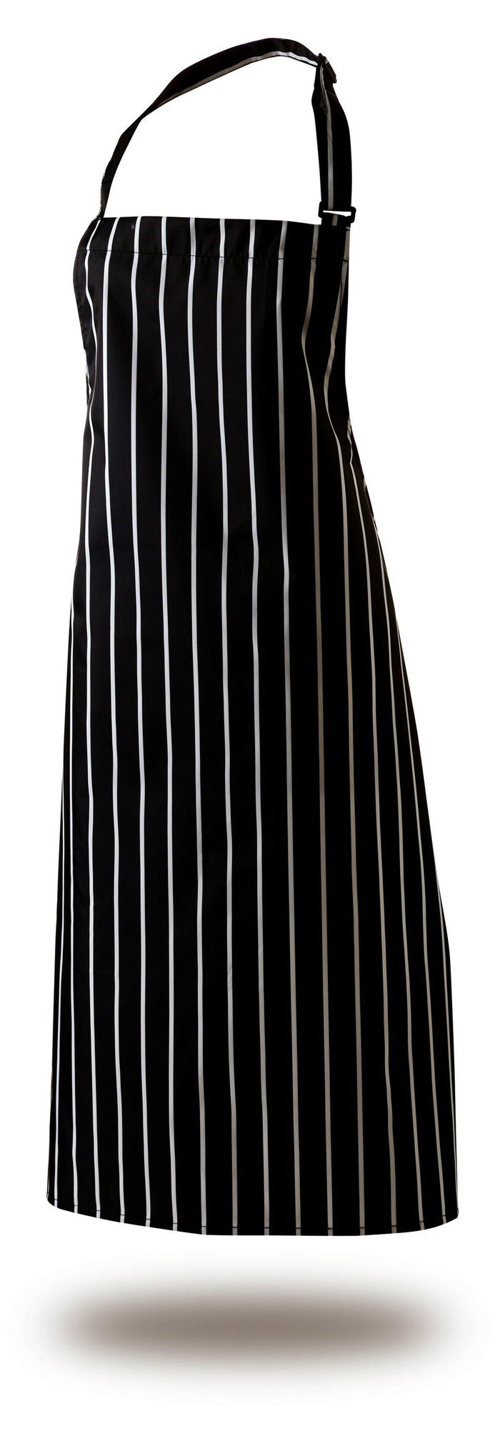 Bib Apron 28" X 36" Cotton Black & White Butchers Stripe Self Adjustable Neck Band