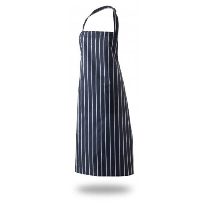Bib Apron  Butchers Stripe 34" X 33" Self Neck Band