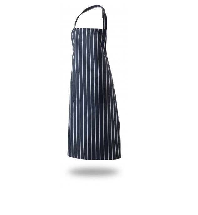 Bib Apron  Butchers Stripe 34" X 39" Self Neck Band