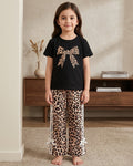 Black Leopard Bow Girls Co-Ord Set