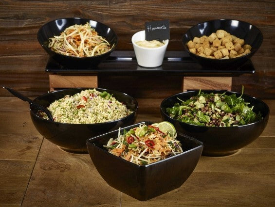 Black Melamine Curved Square Bowl 26.2 x 9.8cm (W x H) - 415cl/146.1oz