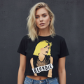Blondie Ladies Crop Top: Side Glance (Black)