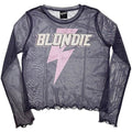 Blondie Ladies Long Sleeve Mesh Crop Top: Lightning Strike