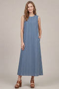 Blue Monochrome Striped Maxi