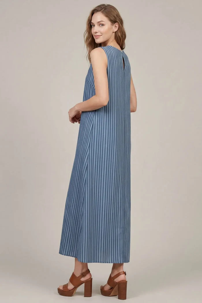 Blue Monochrome Striped Maxi