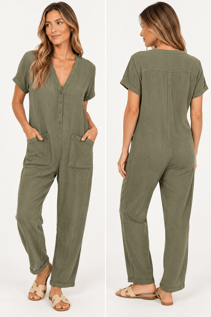 Bobi Gauze Jumpsuit Olive
