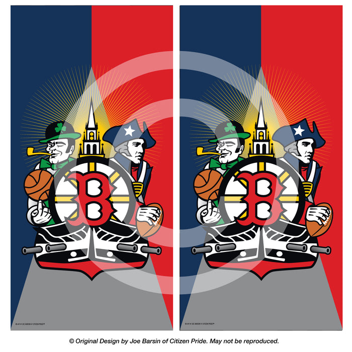 Boston Sports Fan Crest Cornhole Board Vinyl Skin Wraps, 24x48"
