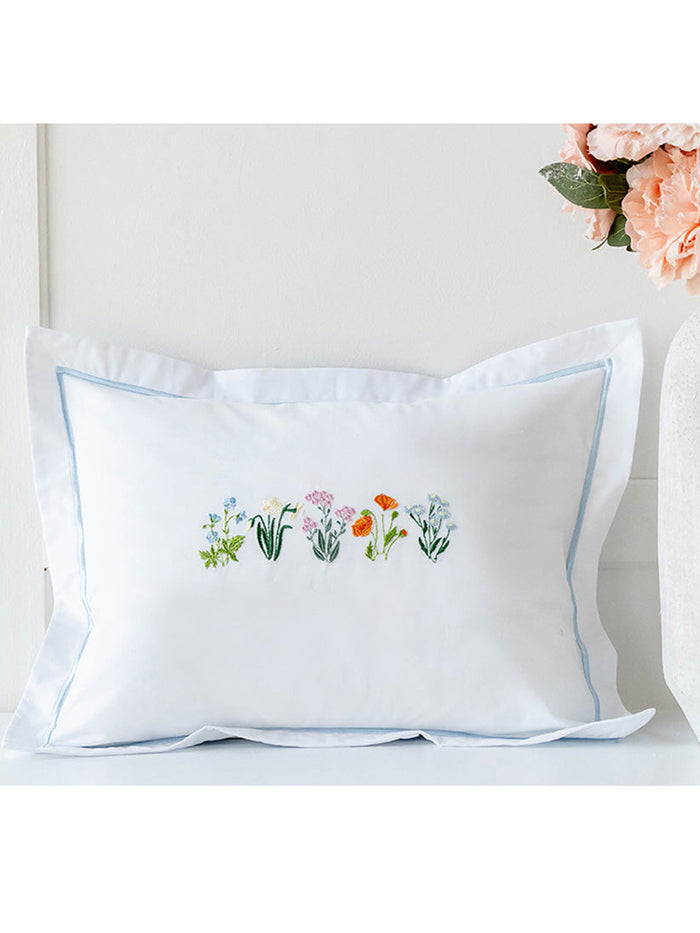Boudoir Pillow Cover, Embroidered Botanical