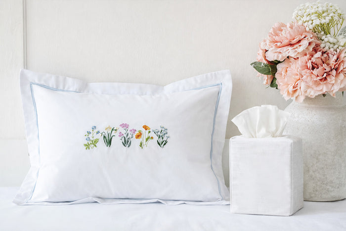 Boudoir Pillow Cover, Embroidered Floral