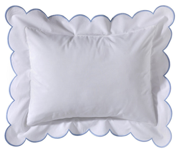 Boudoir Pillow Cover with Scalloped Flange - Duck Egg Blue