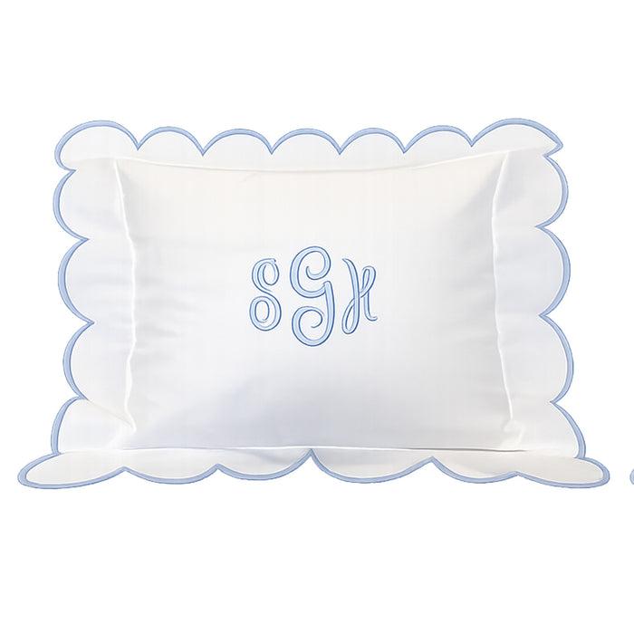 Boudoir Pillow Cover with Scalloped Flange - Duck Egg Blue