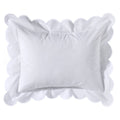 Boudoir Pillow Cover with Scalloped Flange - White