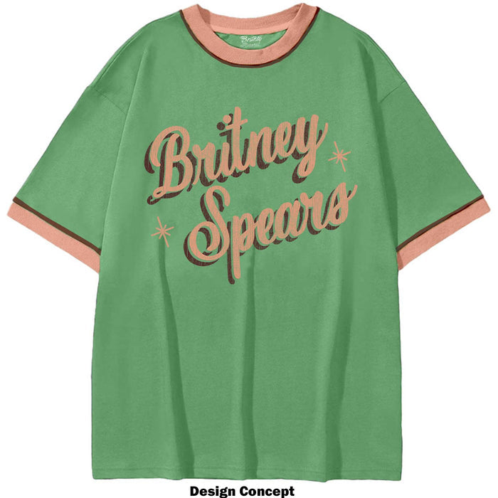 Britney Spears Unisex Ringer, Retro Text Rock Off