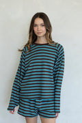 Brown/Teal Malia Long Sleeve Top