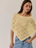 Butter Yellow Openwork Detail Sweater Poncho