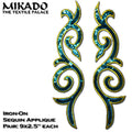 Caravaggio Scrollwork Sequin Appliquee (Pair/Iron-On)