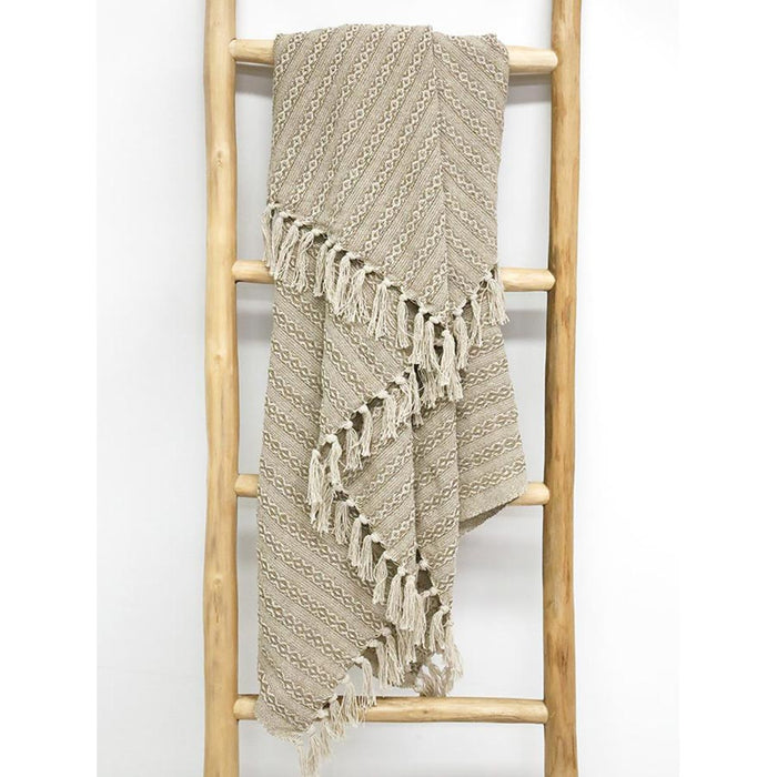 Stoneleigh & Roberson Carly Woven Cotton Throw - Brown/Natural | Koop.co.nz