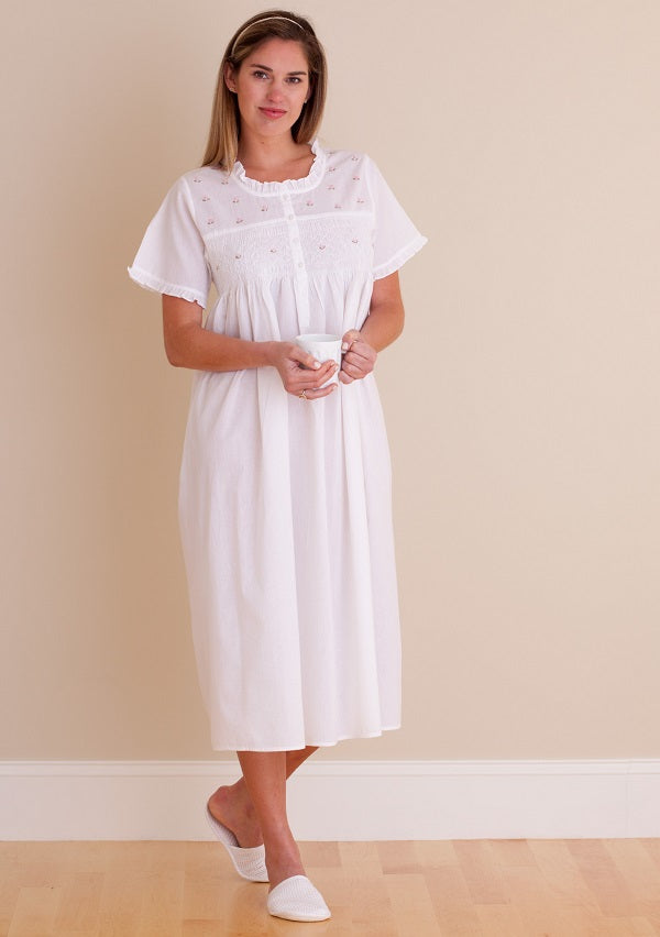 Cathy White Cotton Nightgown