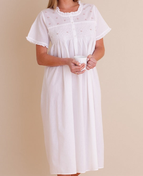 Cathy White Cotton Nightgown