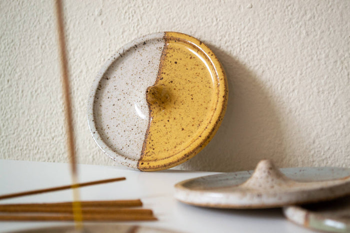 Ceramic Incense Holder - Color Block: Beige