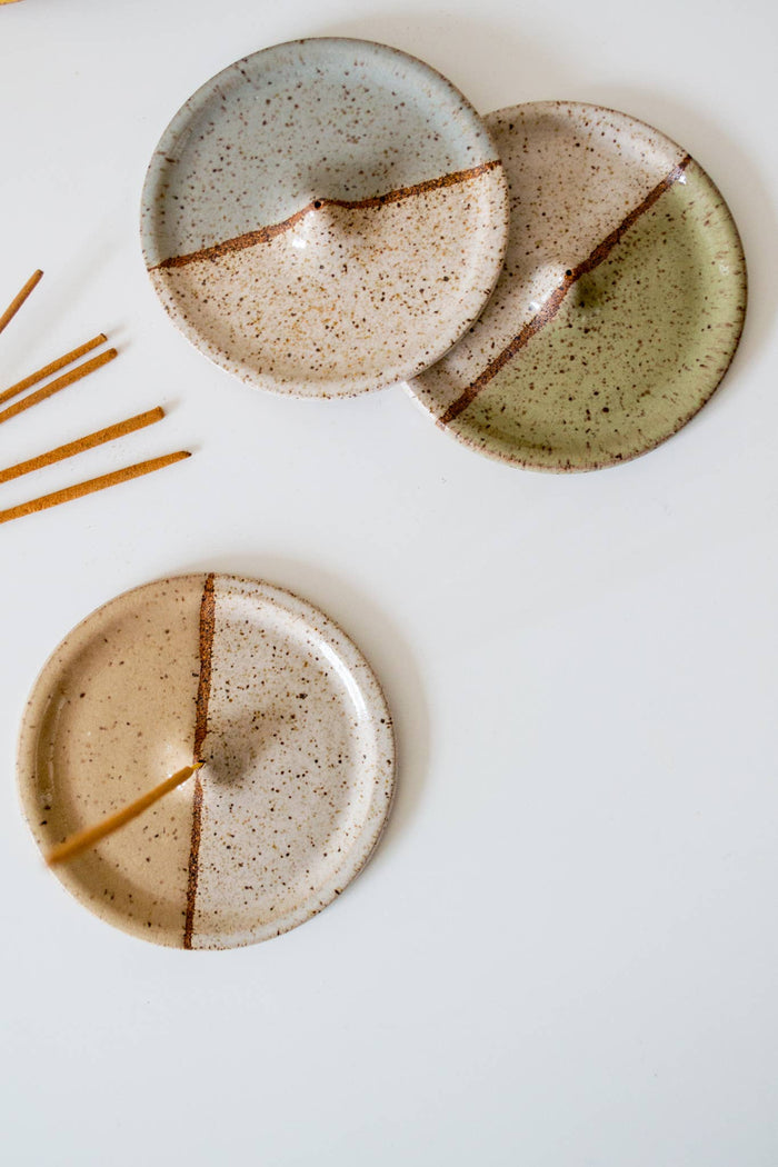 Ceramic Incense Holder - Color Block: Beige