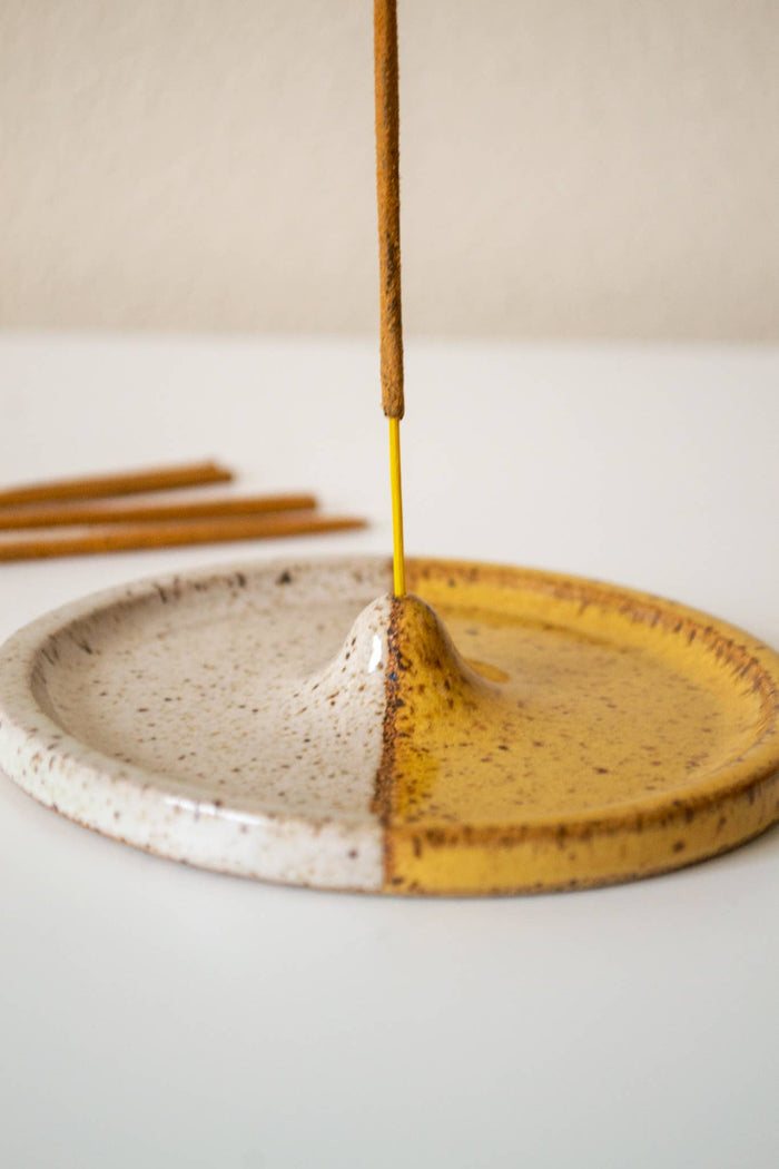 Ceramic Incense Holder - Color Block: Beige